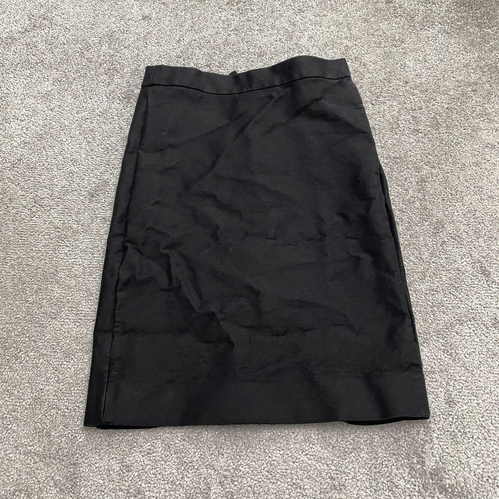 J.Crew No.2 Pencil Straight Knee Length Skirt Women 00 Black Lined Twill Classic